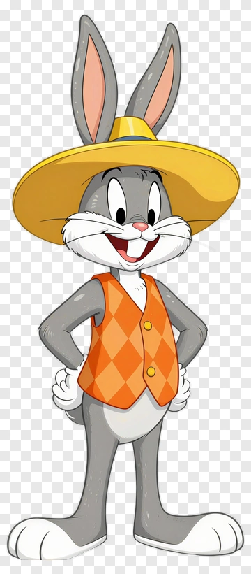 Cartoon Rabbit Wearing A Hat And Vest PNG