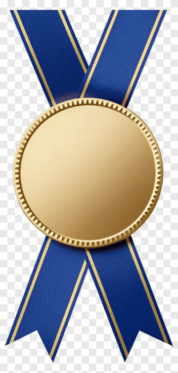 Gold Medal With Blue Ribbon PNG