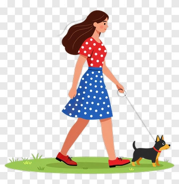 Woman Walking A Dog PNG