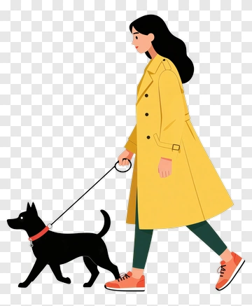 Woman Walking A Dog PNG