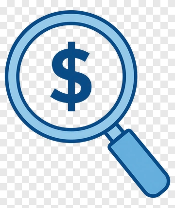 Magnifying Glass Focusing On Dollar Sign PNG