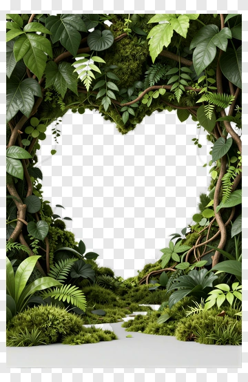 Heart-Shaped Greenery Frame PNG