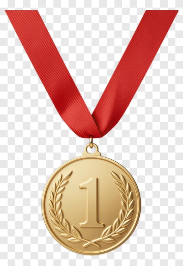 Gold Medal With Red Ribbon PNG