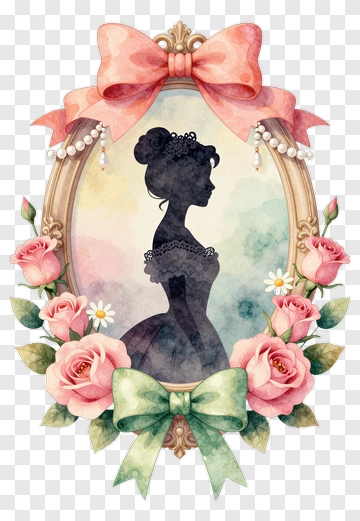 Silhouette Of A Woman In A Decorative Frame PNG