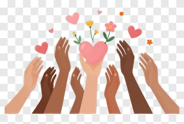 Hands Holding A Heart With Flowers PNG
