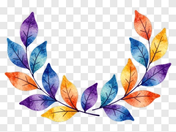 Colorful Watercolor Leaf Wreath PNG