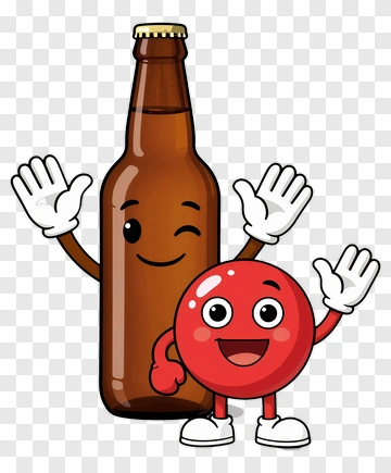 Cartoon Bottle And Smiling Red Ball PNG