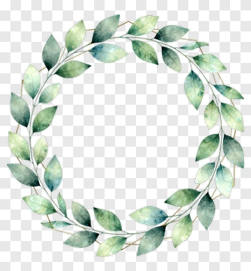 Watercolor Leaf Wreath PNG