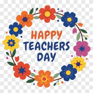 Happy Teachers Day Floral Wreath PNG