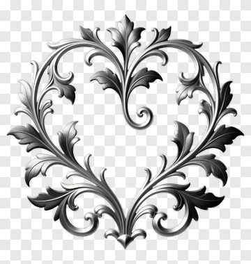 Decorative Floral Heart Design PNG