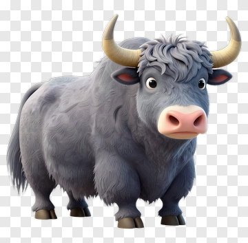 Cartoon Yak With Big Eyes PNG