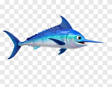 Cartoon Swordfish Swimming PNG