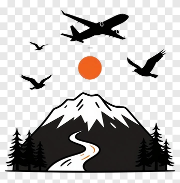 Airplane Flying Over A Mountain Landscape PNG