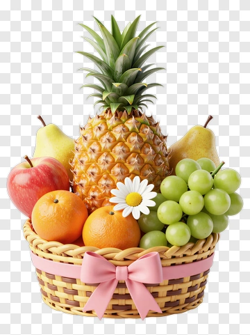 Fruit Basket With Pineapple And Apples PNG
