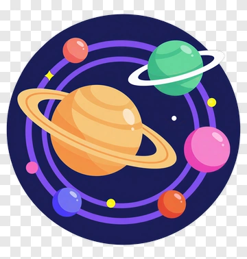 Colorful Planetary System Illustration PNG