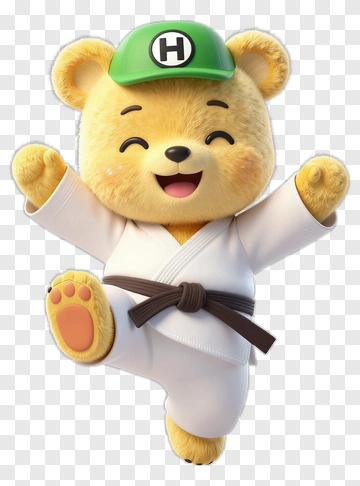 Happy Bear In A Karate Gi PNG