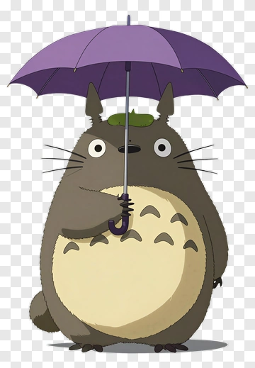 Totoro Holding A Purple Umbrella PNG