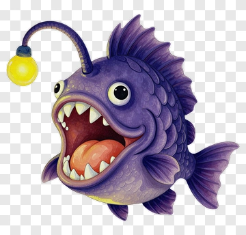 Cartoon Anglerfish With Light PNG