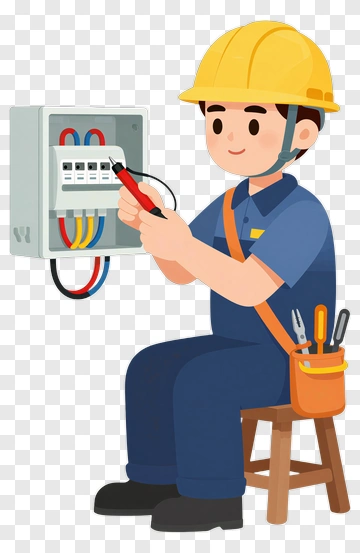 Electrician Working On A Circuit Panel PNG