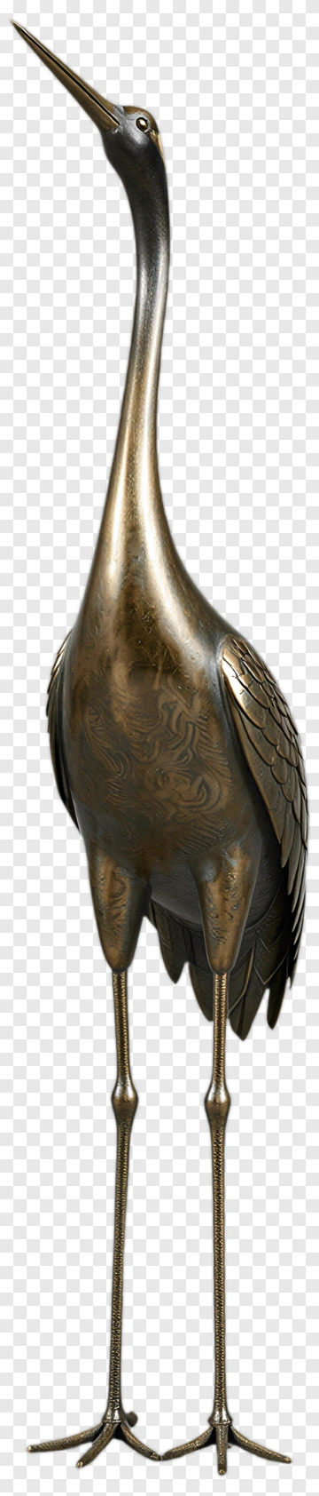 Bronze Crane Sculpture PNG