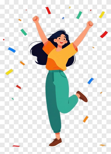 Happy Woman Celebrating With Confetti PNG