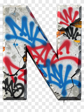 Graffiti Letter N On Cracked Wall PNG