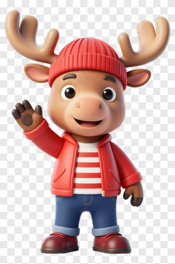 Cartoon Moose Waving Hello PNG