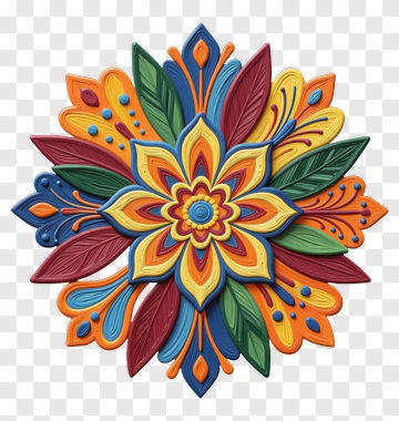 Colorful Floral Mandala Design PNG