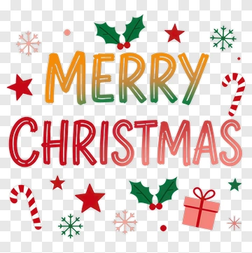 Merry Christmas Greeting With Candy Canes And Stars PNG