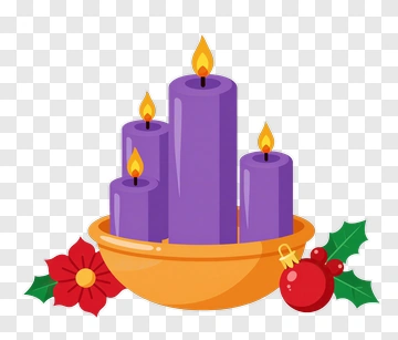Purple Advent Candles With Holiday Decorations PNG