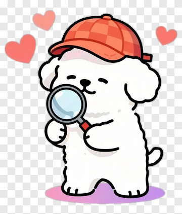 Cartoon Dog Holding A Magnifying Glass PNG