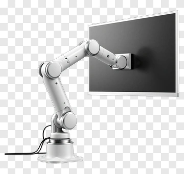 Industrial Robotic Arm Adjusting A Monitor PNG