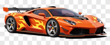 Sports Car With Flame Design PNG
