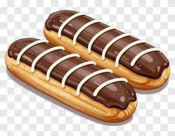 Chocolate Eclairs With White Icing PNG