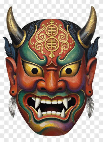 Colorful Demon Mask PNG