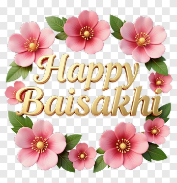 Happy Baisakhi Floral Frame PNG