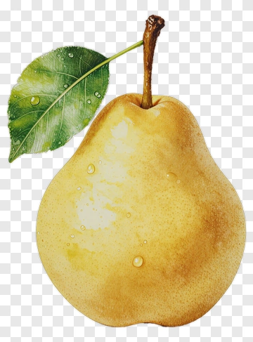 Ripe Pear With Leaf PNG