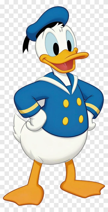 Cartoon Donald Duck With A Blue Sailor Suit PNG