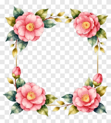 Watercolor Floral Frame PNG