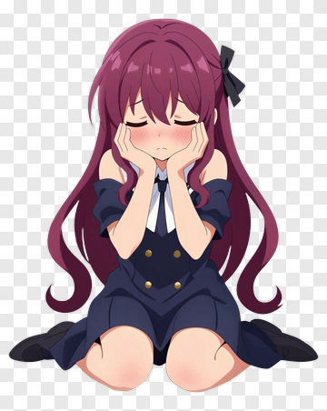 Sad Anime Girl Sitting On The Floor PNG