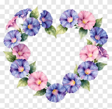 Colorful Heart-Shaped Floral Wreath PNG