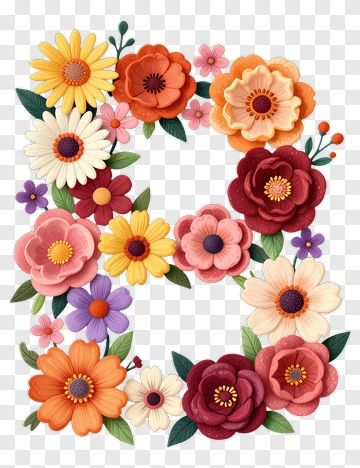 Floral Number 3 Composition PNG