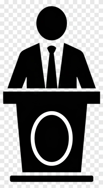 Silhouette Of A Speaker At A Podium PNG