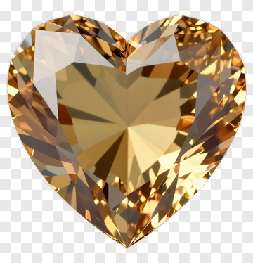 Golden Heart-Shaped Gemstone PNG