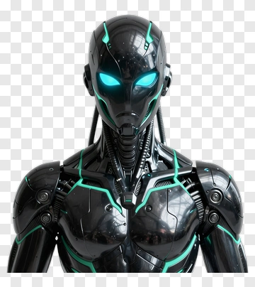 Futuristic Robot With Glowing Eyes PNG