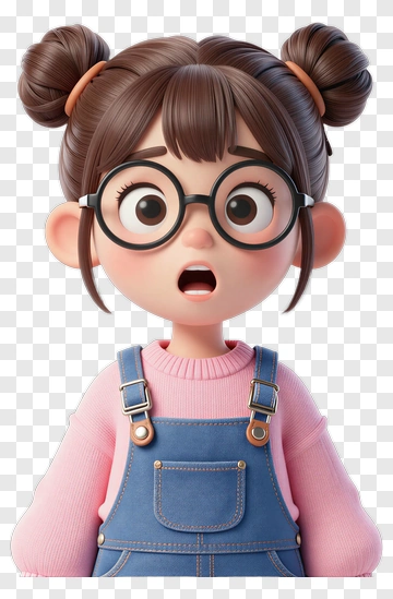 Surprised Girl With Glasses PNG