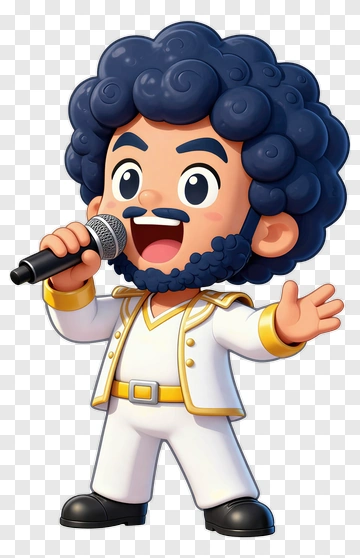 Cartoon Singer Holding A Microphone PNG
