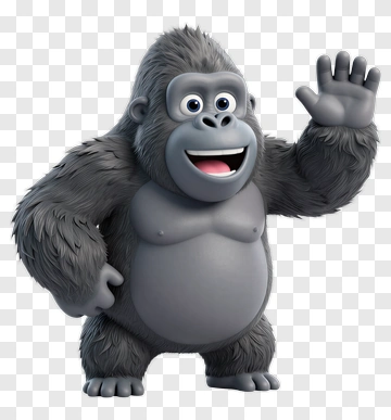 Cartoon Gorilla Waving Hello PNG