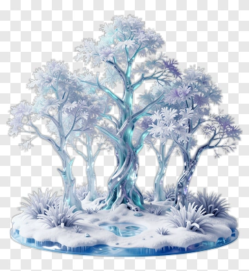 Frosted Tree Landscape PNG