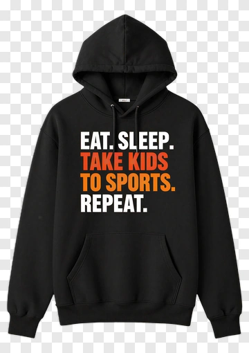 Black Hoodie With Sports Motivational Text PNG
